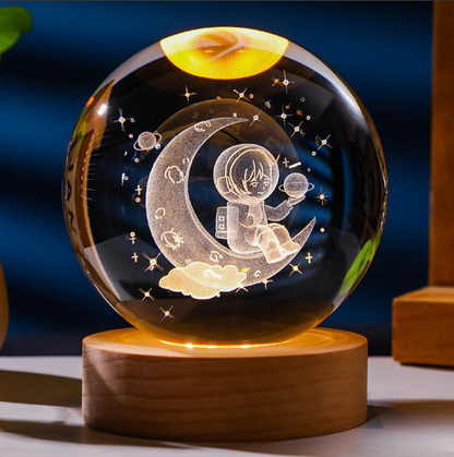 Lampara Calmante Esfera Mistica de Cristal Premium Cosmica