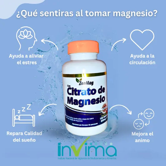 ZenMag Citrato de Magnesio Super Concentrado Premium Importado Americano 100 Capsulas